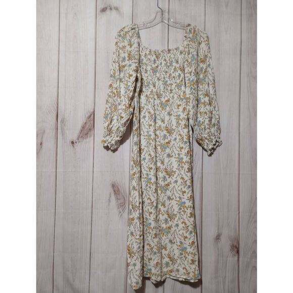 A.n.a Dress Ladies Medium White Yellow Floral Boho Cottagecore Maxi‎ - Picture 2 of 9